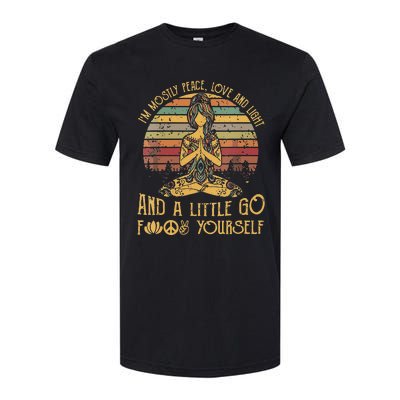 Womens Im Mostly Peace Love And Light And A Little Go Yoga Softstyle® CVC T-Shirt