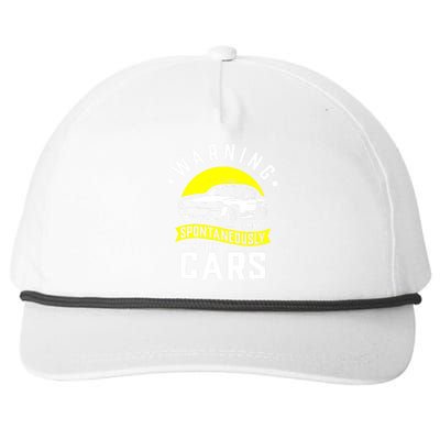 Warning I May Spontaneously Talk About Cars Car Enthusiast Snapback Five-Panel Rope Hat