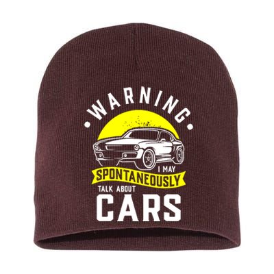 Warning I May Spontaneously Talk About Cars Car Enthusiast Short Acrylic Beanie