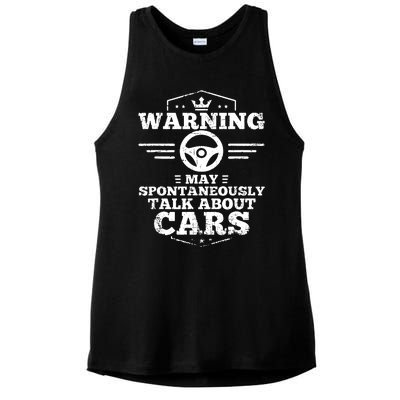 Warning I May Spontaneously Talk Cars Ladies PosiCharge Tri-Blend Wicking Tank