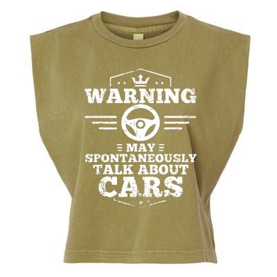 Warning I May Spontaneously Talk Cars Garment-Dyed Women's Muscle Tee