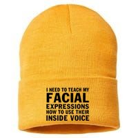 Womens I Need To Teach My Facial Expressions How To Use Their Voice Sustainable Knit Beanie