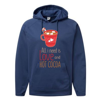 What I Need Is Love And Hot Cocoa Funny Cute Valentines Day Cute Gift Performance Fleece Hoodie