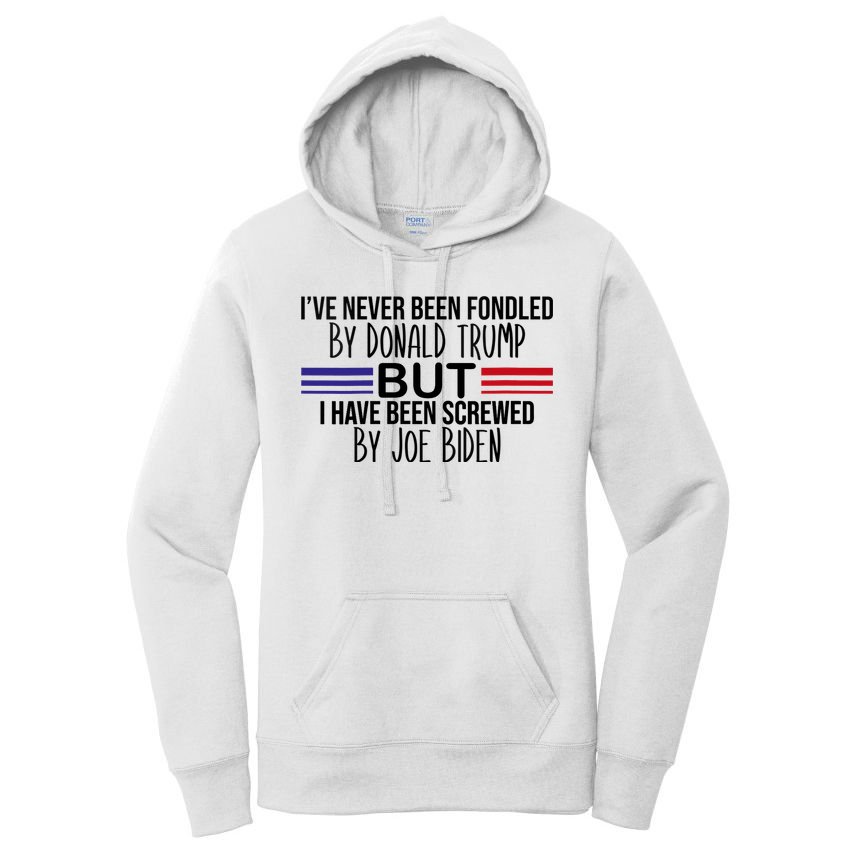 Wo I’ve Never Been Fondled By Donald Trump But Screwed By Biden V-Neck Women's Pullover Hoodie
