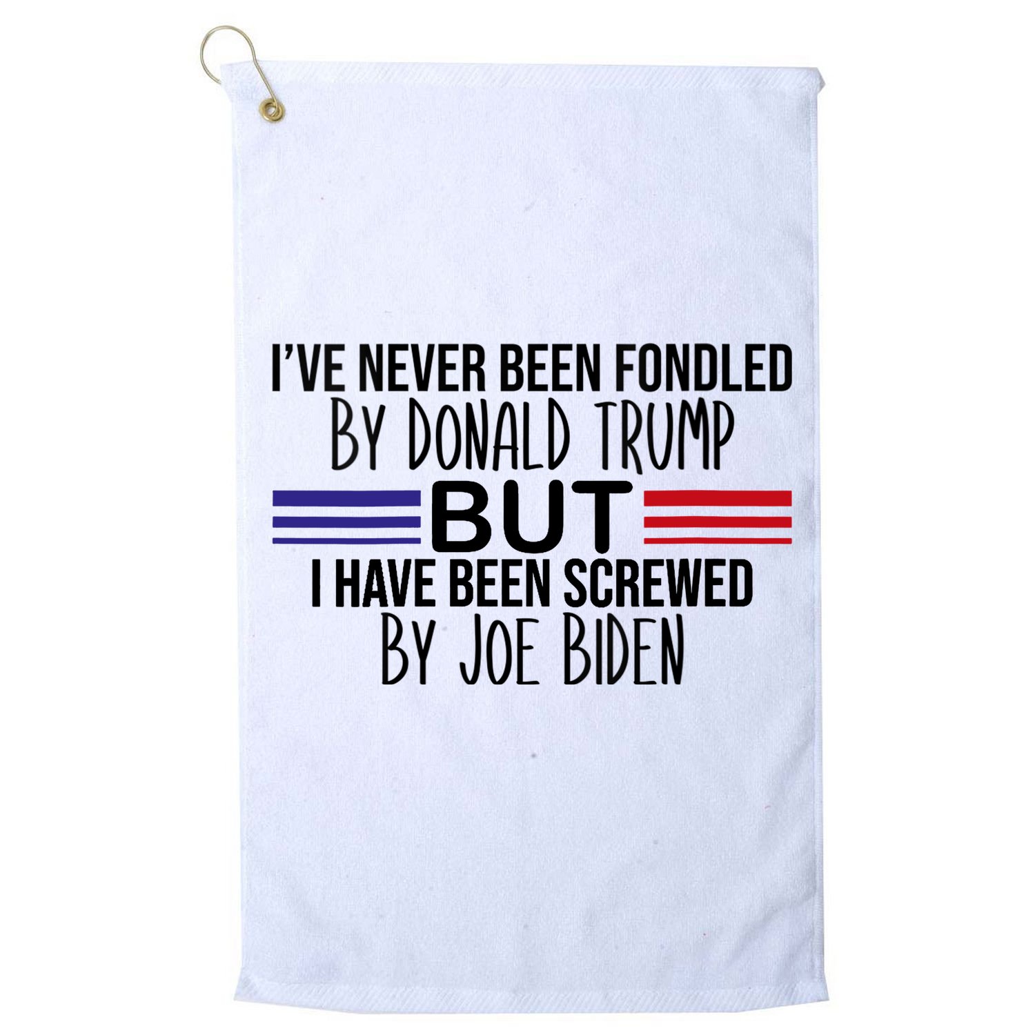 Wo I’ve Never Been Fondled By Donald Trump But Screwed By Biden V-Neck Golf Towel