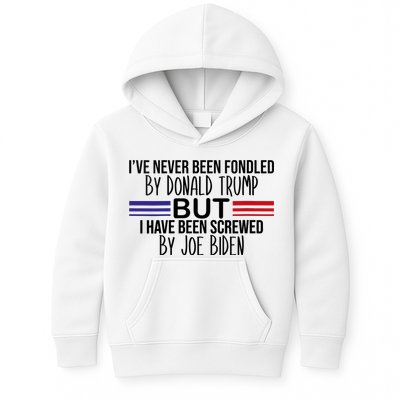 Wo I’ve Never Been Fondled By Donald Trump But Screwed By Biden V-Neck Kids Hoodie