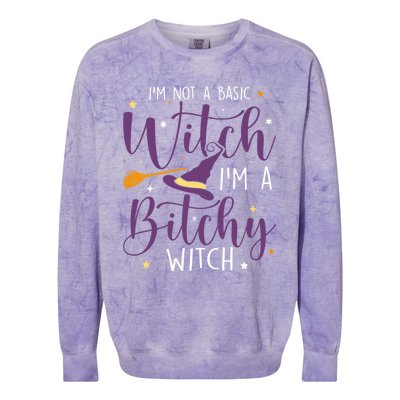 Witching Im Not A Basic Witch Funny Halloween Witch Great Gift Colorblast Crewneck Sweatshirt