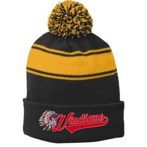 Windians Cleveland 22 Win Streak Baseball Stripe Pom Pom Beanie