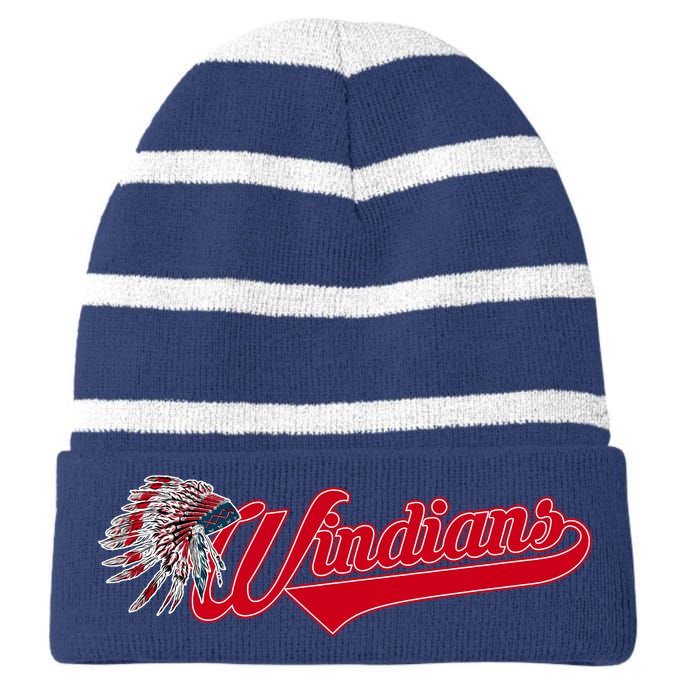 Windians Cleveland 22 Win Streak Baseball Striped Beanie with Solid Band