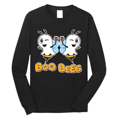 Wine Boo Bees Funny Ghost Long Sleeve Shirt