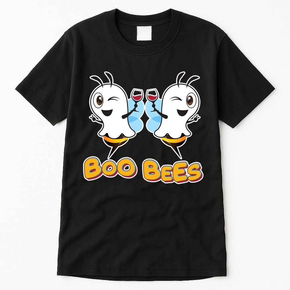 Wine Boo Bees Funny Ghost Tall T-Shirt