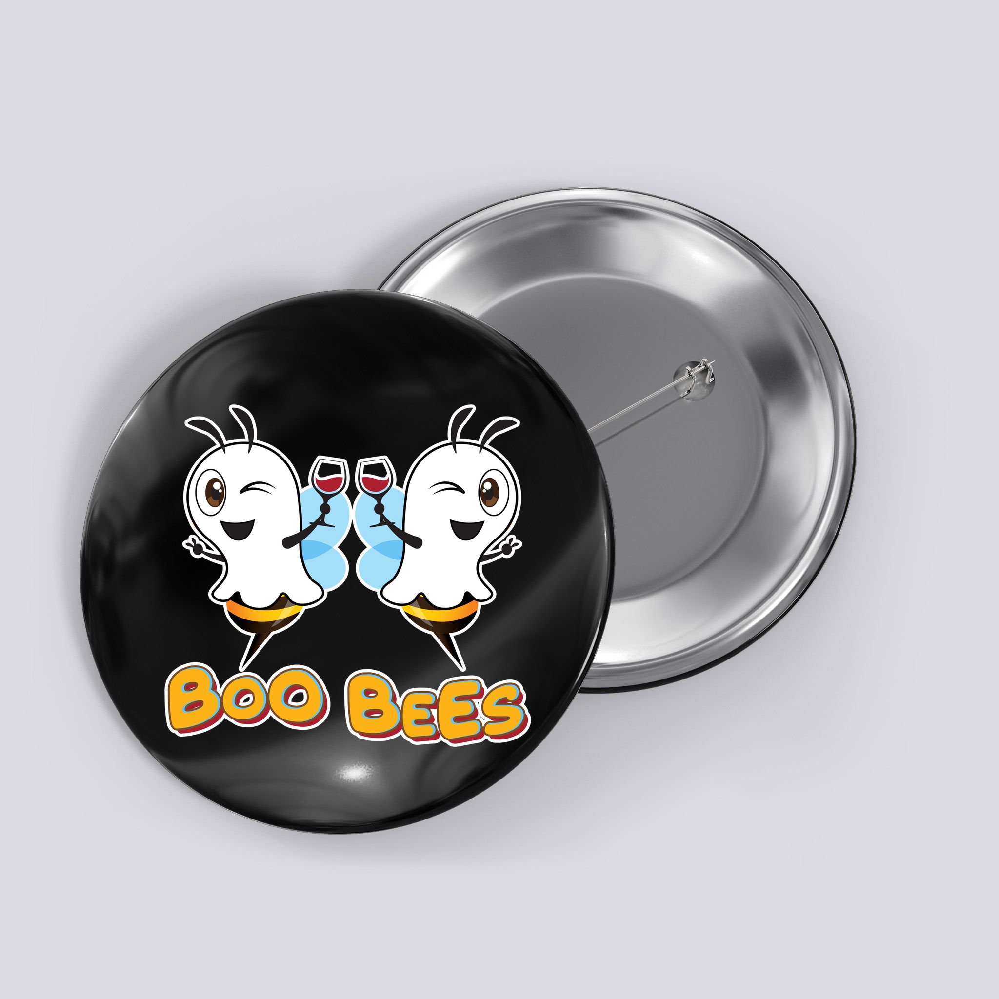 Wine Boo Bees Funny Ghost Button