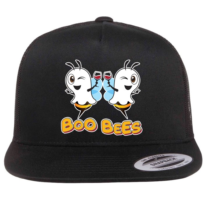 Wine Boo Bees Funny Ghost Flatbill Hat