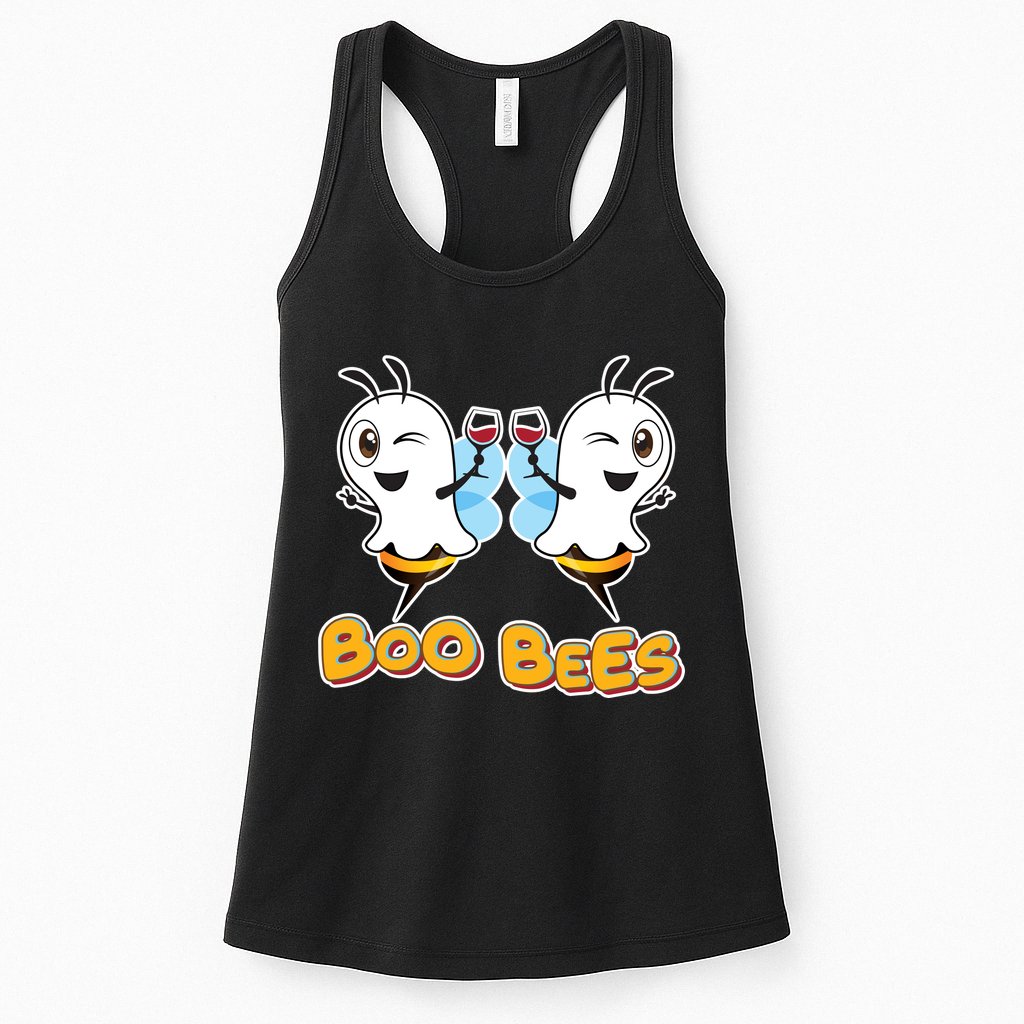 Wine Boo Bees Funny Ghost Womens Tank Top