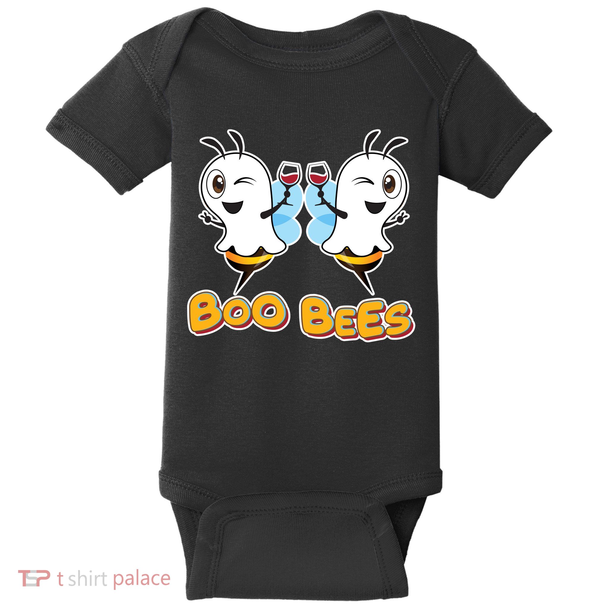 Wine Boo Bees Funny Ghost Baby Bodysuit