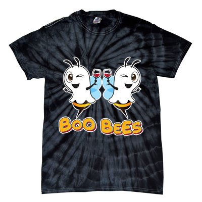 Wine Boo Bees Funny Ghost Tie-Dye T-Shirt