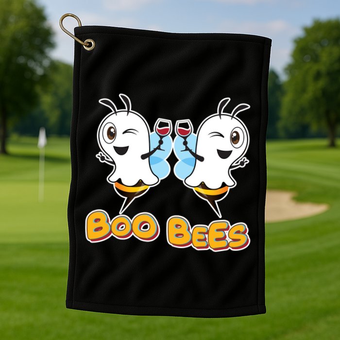 Wine Boo Bees Funny Ghost Golf Towel