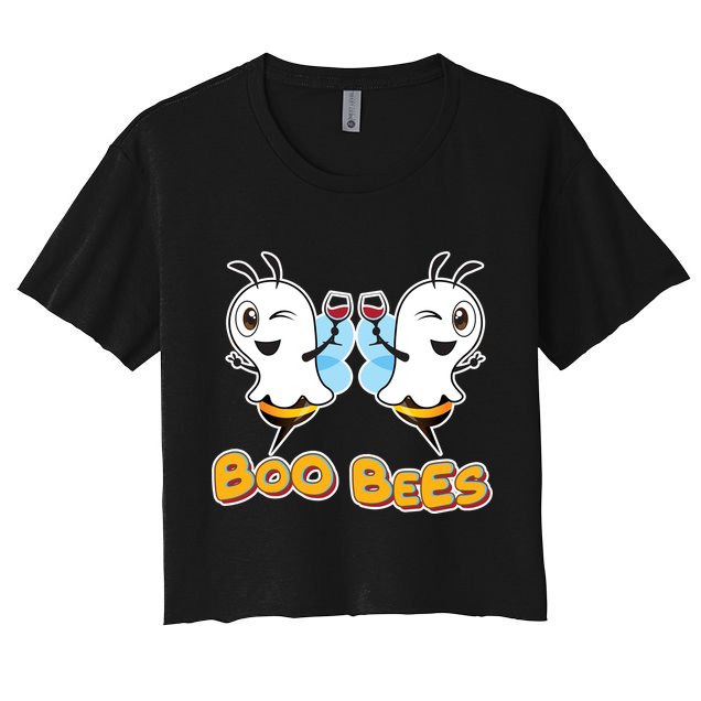 Wine Boo Bees Funny Ghost Crop Top