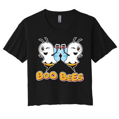 Wine Boo Bees Funny Ghost Women's Crop Top Tee