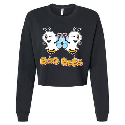 Wine Boo Bees Funny Ghost Cropped Pullover Crew