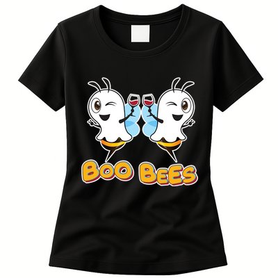 Wine Boo Bees Funny Ghost Womens T-Shirt