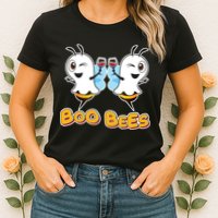 Wine Boo Bees Funny Ghost Womens T-Shirt