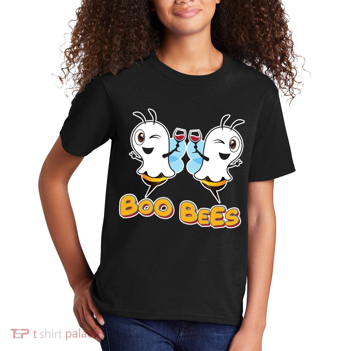 Wine Boo Bees Funny Ghost Kids T-Shirt