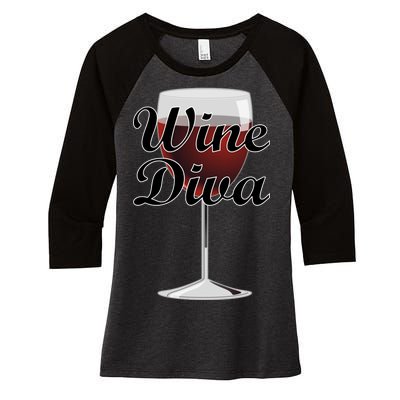 Wine Diva Women's Tri-Blend 3/4-Sleeve Raglan Shirt