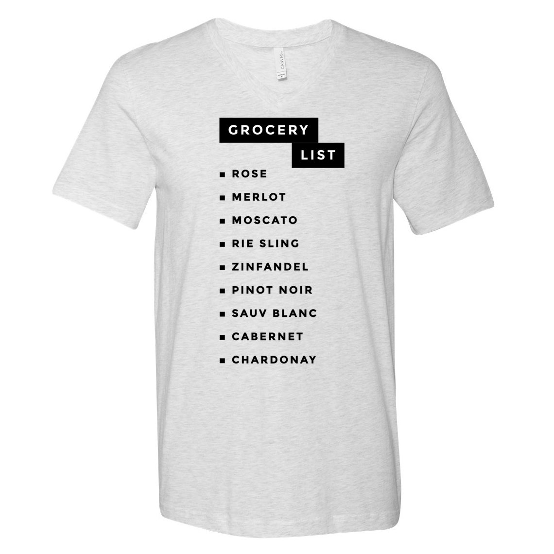 Wine Grocery List V-Neck T-Shirt