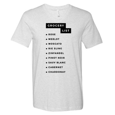 Wine Grocery List V-Neck T-Shirt