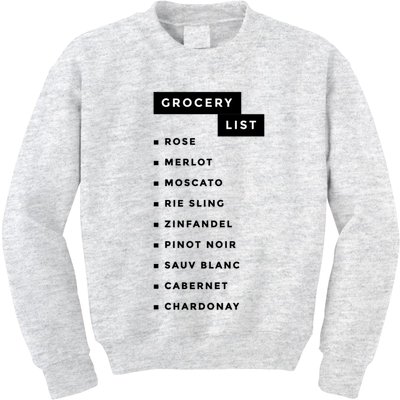 Wine Grocery List Kids Sweatshirt