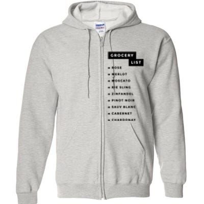 Wine Grocery List Full Zip Hoodie