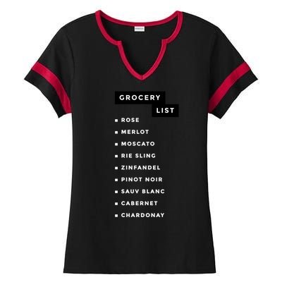 Wine Grocery List Ladies Halftime Notch Neck Tee