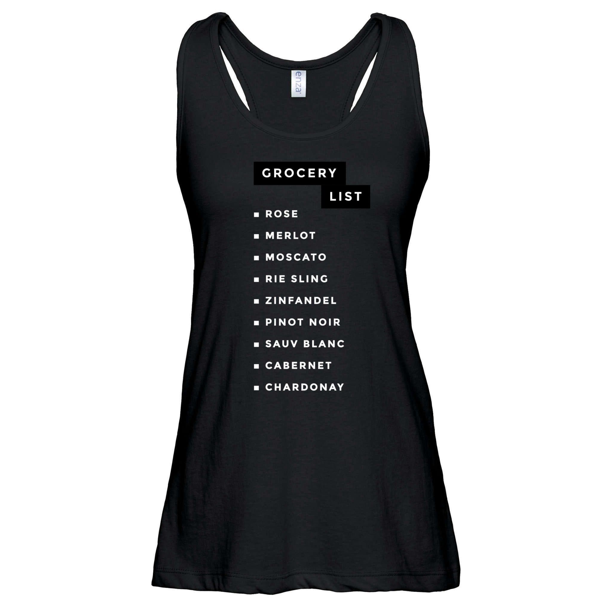 Wine Grocery List Ladies Essential Flowy Tank