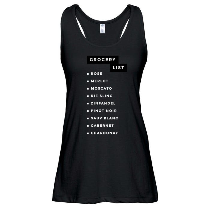 Wine Grocery List Ladies Essential Flowy Tank