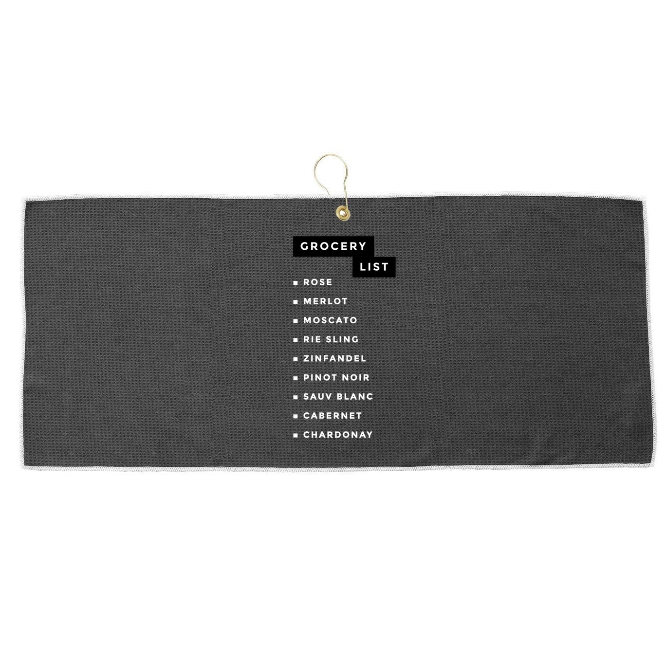 Wine Grocery List Large Microfiber Waffle Golf Towel