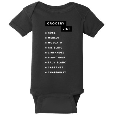 Wine Grocery List Baby Bodysuit