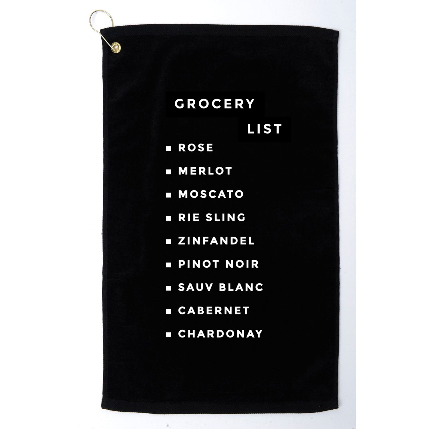 Wine Grocery List Golf Towel