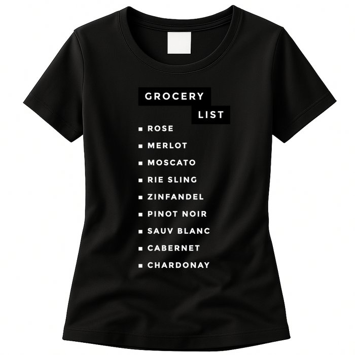 Wine Grocery List Womens T-Shirt