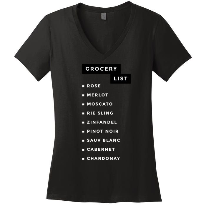 Wine Grocery List Women's V-Neck T-Shirt