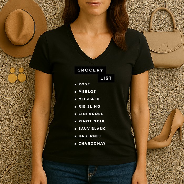 Wine Grocery List Women's V-Neck T-Shirt
