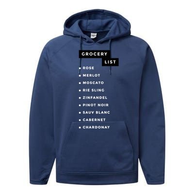 Wine Grocery List Performance Fleece Hoodie