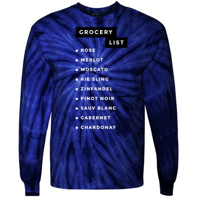 Wine Grocery List Tie-Dye Long Sleeve Shirt