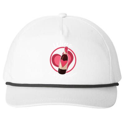 Wine is My Valentine Funny Valentine's Day Snapback Five-Panel Rope Hat