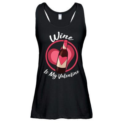 Wine is My Valentine Funny Valentine's Day Ladies Essential Flowy Tank