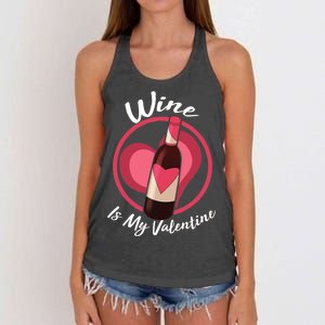 Wine is My Valentine Funny Valentine's Day Women's Knotted Racerback Tank