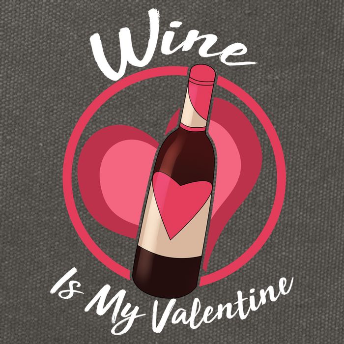 Wine is My Valentine Funny Valentine's Day Cotton Canvas Backpack