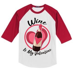 Wine is My Valentine Funny Valentine's Day Kids Colorblock Raglan Jersey