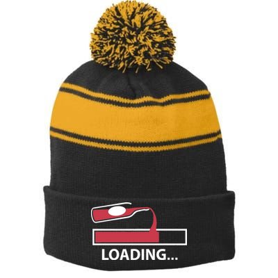 Wine Loading Stripe Pom Pom Beanie