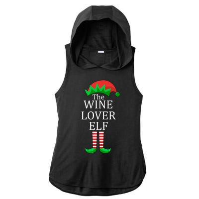 Wine Lover Elf Family Matching Christmas Ladies PosiCharge Tri-Blend Wicking Draft Hoodie Tank